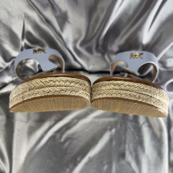 Michael Kors Laney Wedges Size 9 Leather Thong Espadrille Sandals Powder Blue💙 - Picture 14 of 17